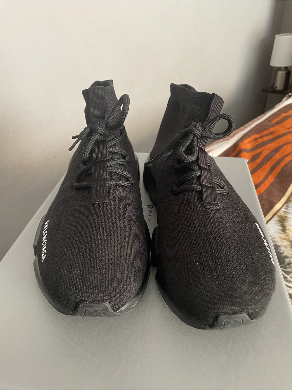 Balenciaga Men's Black Knit Sock Racer Sneakers - Picture 3 of 5